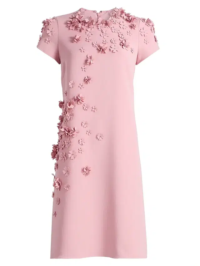 Teri Jon by Rickie Freeman Women's 3D-Floral Crepe A-Line Knee-Length Dress - Rose Pink