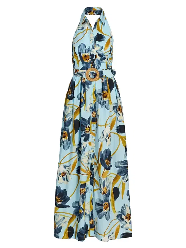 Cara Cara Women's Quentin Floral Cotton Maxi Dress - Marais Bloom Blue