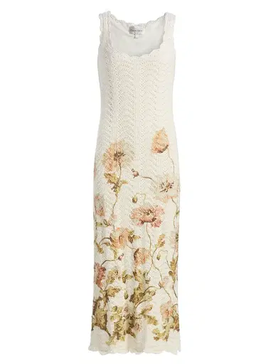 Cara Cara Women's Orel Crochet Floral Cotton Midi-Dress - Lockwood Flora Egret - Size XL | Thumbnail 1 Cara Cara Women's Orel Crochet Floral Cotton Midi-Dress - Lockwood Flora Egret - Size XL | Thumbnail 1