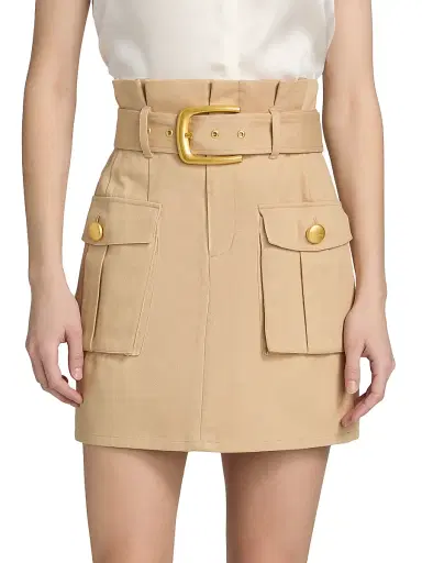 L'Agence Women's Maelis Paperbag Miniskirt - Macadamia Brown - Size 16 | Thumbnail 3 L'Agence Women's Maelis Paperbag Miniskirt - Macadamia Brown - Size 16 | Thumbnail 3
