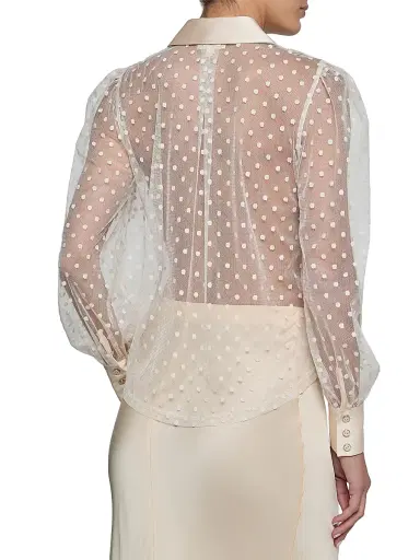L'Agence Women's Sophie Sheer Swiss Dot Blouse - Ecru - Size XXL | Thumbnail 5 L'Agence Women's Sophie Sheer Swiss Dot Blouse - Ecru - Size XXL | Thumbnail 5