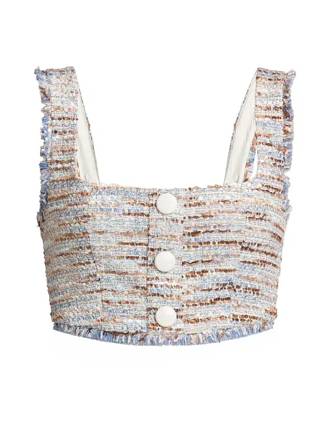 L'AGENCE Women's Muno Tweed Bralette Top - Blue Beige Tweed