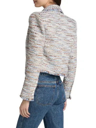 L'Agence Women's Marv Boxy Tweed Blazer - Blue Beige Tweed - Size 0 | Thumbnail 5 L'Agence Women's Marv Boxy Tweed Blazer - Blue Beige Tweed - Size 0 | Thumbnail 5