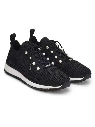 Jimmy Choo Women's Veles Imitation Pearl-Embellished Knit Sneakers - Black Mix | Thumbnail 2