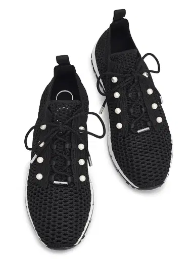 Jimmy Choo Women's Veles Imitation Pearl-Embellished Knit Sneakers - Black Mix | Thumbnail 4