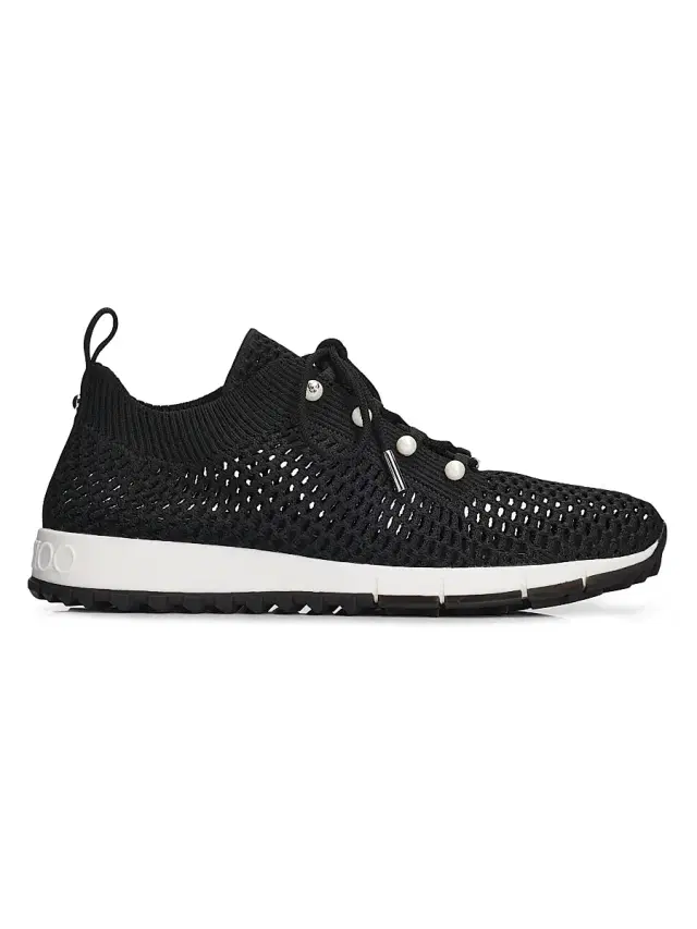 Women's Veles Imitation Pearl-Embellished Knit Sneakers - Black Mix