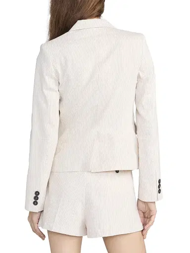 Frame Women's Striped Cotton-Blend Single-Breasted Blazer - Ecru Multi - Size 0 | Thumbnail 6 Frame Women's Striped Cotton-Blend Single-Breasted Blazer - Ecru Multi - Size 0 | Thumbnail 6