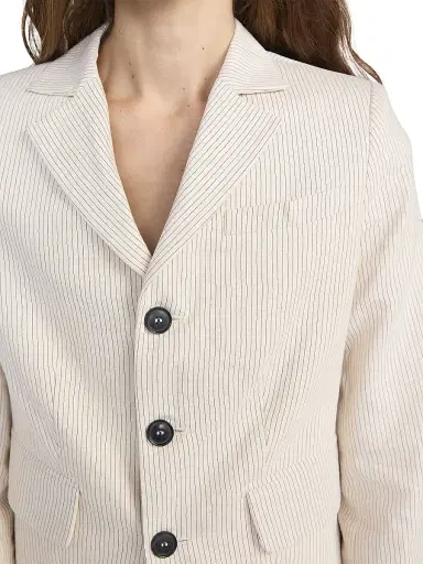 Frame Women's Striped Cotton-Blend Single-Breasted Blazer - Ecru Multi - Size 0 | Thumbnail 7 Frame Women's Striped Cotton-Blend Single-Breasted Blazer - Ecru Multi - Size 0 | Thumbnail 7