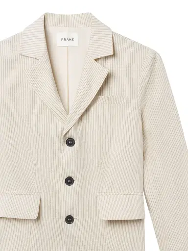 Frame Women's Striped Cotton-Blend Single-Breasted Blazer - Ecru Multi - Size 0 | Thumbnail 8 Frame Women's Striped Cotton-Blend Single-Breasted Blazer - Ecru Multi - Size 0 | Thumbnail 8