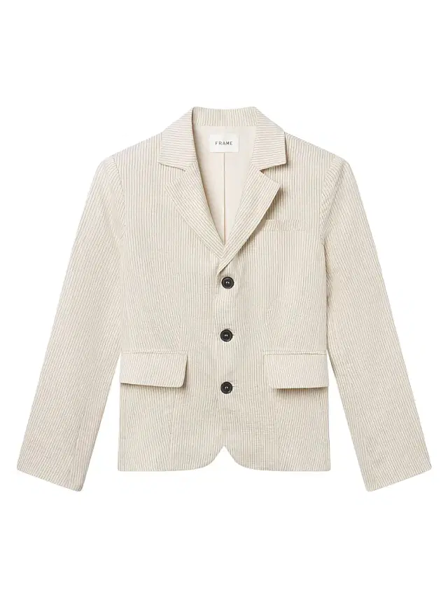 FRAME Women's Striped Cotton-Blend Single-Breasted Blazer - Ecru Multi