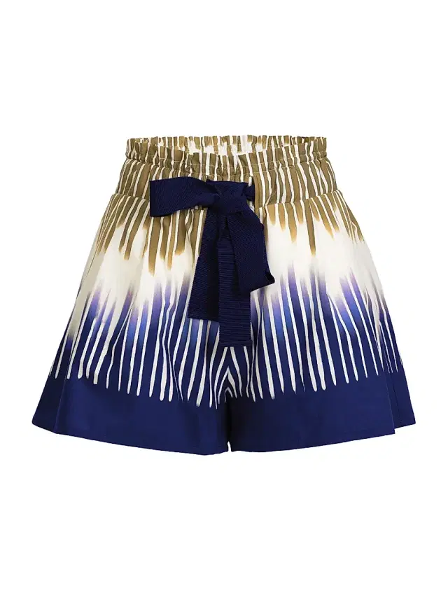 Silvia Tcherassi Women's Giorgio Dyed Cotton Shorts - Navy Mustard Abstract