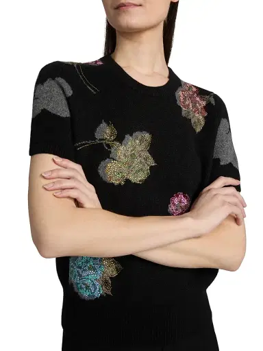 Libertine Women's Primrose Shadows Cashmere Short-Sleeve Sweater - Size Medium | Thumbnail 6
