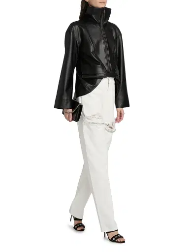 AREA Women's Crystal Fray Slit Jeans - White - Size 31 | Thumbnail 2