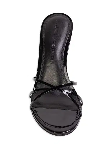 Black Suede Studio Women's Jaya 70MM Mule Sandals - Black Patent Leather - Size 12 | Thumbnail 3