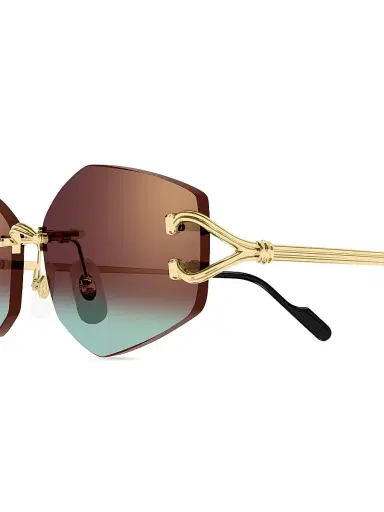 Cartier Women's C Décor 56MM 24K-Gold-Plated Geometric Sunglasses - Gold Blue | Thumbnail 3 Cartier Women's C Décor 56MM 24K-Gold-Plated Geometric Sunglasses - Gold Blue | Thumbnail 3