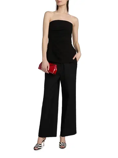 Proenza Schouler Women's Damea Double Crepe Strapless Top - Black - Size 12 | Thumbnail 2