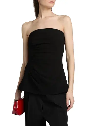 Proenza Schouler Women's Damea Double Crepe Strapless Top - Black - Size 12 | Thumbnail 3