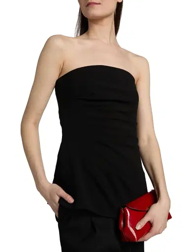 Proenza Schouler Women's Damea Double Crepe Strapless Top - Black - Size 12 | Thumbnail 6