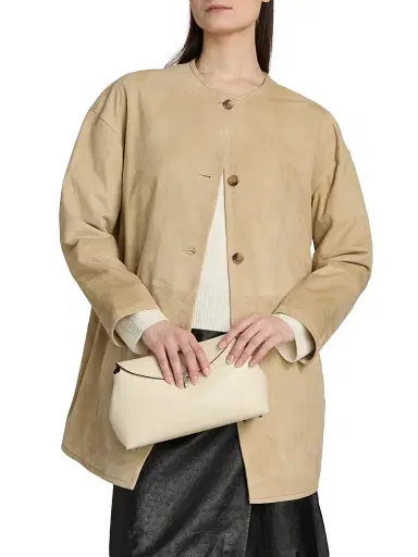 Loulou de Saison Women's Waren Oval-Shaped Suede Coat - Beige - Size 10 | Thumbnail 3