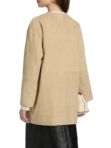 Loulou de Saison Women's Waren Oval-Shaped Suede Coat - Beige - Size 10 | Thumbnail 5