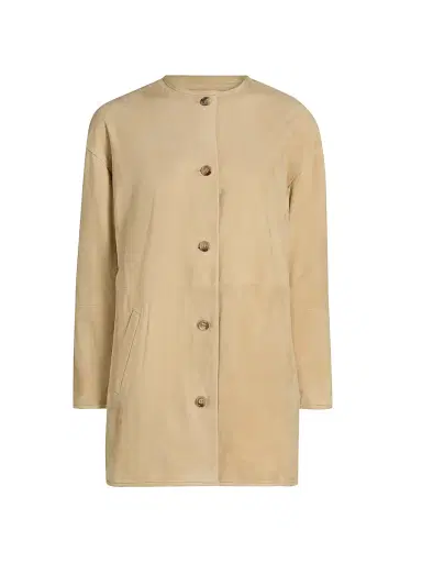 Loulou de Saison Women's Waren Oval-Shaped Suede Coat - Beige - Size 10 | Thumbnail 1