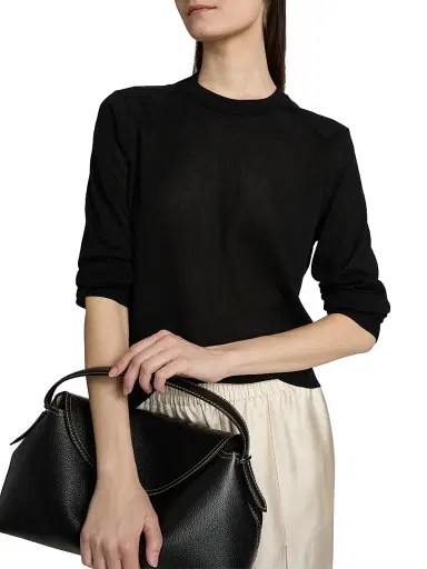 Loulou de Saison Women's Ditto Fine Crewneck Sweater - Black - Size XS | Thumbnail 6 Loulou de Saison Women's Ditto Fine Crewneck Sweater - Black - Size XS | Thumbnail 6
