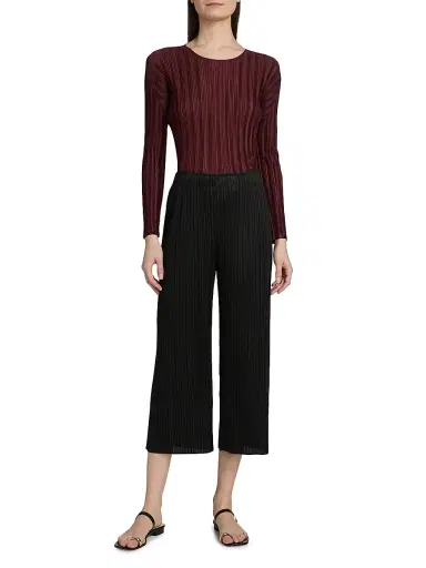 Pleats Please Issey Miyake Women's January Rib-Knit Top - Bordeaux | Thumbnail 2 Pleats Please Issey Miyake Women's January Rib-Knit Top - Bordeaux | Thumbnail 2