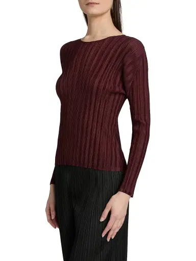 Pleats Please Issey Miyake Women's January Rib-Knit Top - Bordeaux | Thumbnail 4 Pleats Please Issey Miyake Women's January Rib-Knit Top - Bordeaux | Thumbnail 4