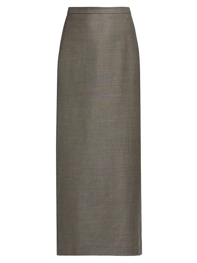 Loulou de Saison Women's Cara Virgin Wool Pencil Midi-Skirt - Dark Brown Melange