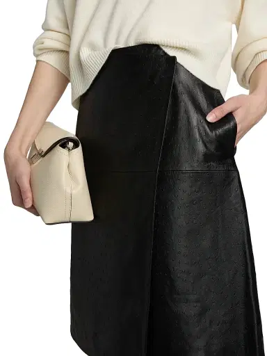 Loulou de Saison Women's Gora Leather Wrap Knee-Length Skirt | Thumbnail 6
