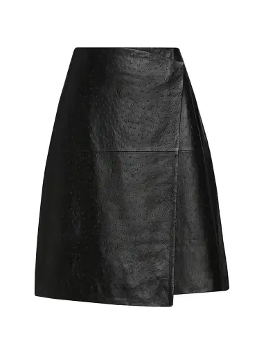 Loulou de Saison Women's Gora Leather Wrap Knee-Length Skirt | Thumbnail 1