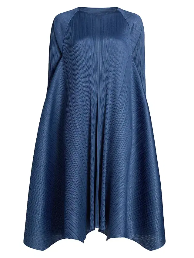 Pleats Please Issey Miyake Women's City Frame A-Line Midi-Dress - Blue Gray