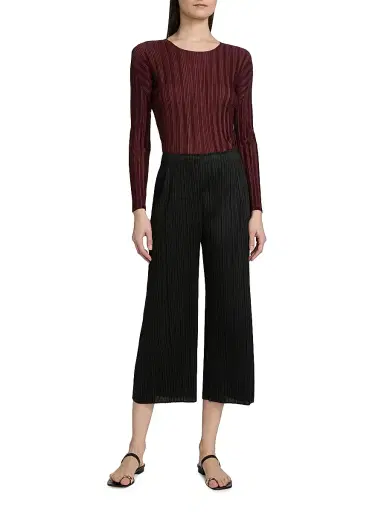 Pleats Please Issey Miyake Women's Monthly Colors: February Rib-Knit Pants - Black - Size Large | Thumbnail 2