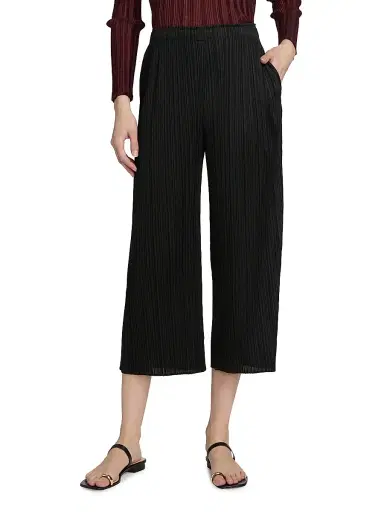 Pleats Please Issey Miyake Women's Monthly Colors: February Rib-Knit Pants - Black - Size Large | Thumbnail 3