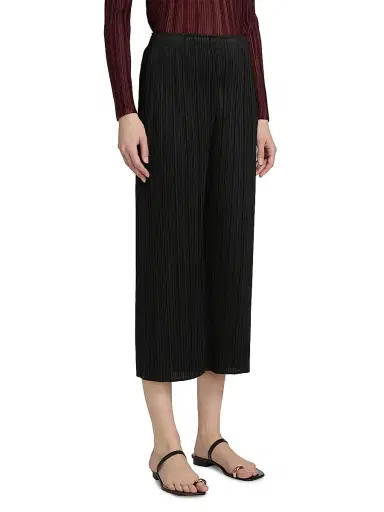 Pleats Please Issey Miyake Women's Monthly Colors: February Rib-Knit Pants - Black - Size Large | Thumbnail 4