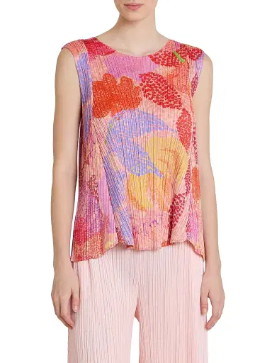 Pleats Please Issey Miyake Women's Foggy Forest Plissé Top - Pink - Size Large | Thumbnail 3
