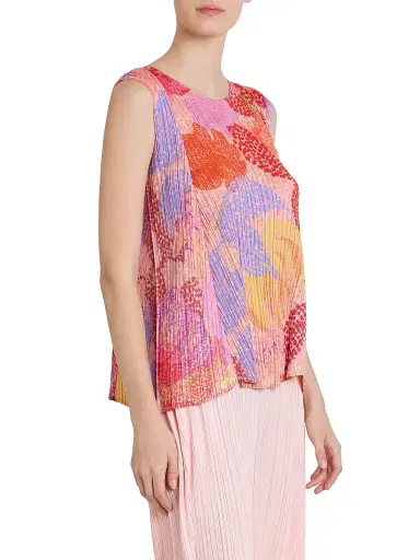 Pleats Please Issey Miyake Women's Foggy Forest Plissé Top - Pink - Size Large | Thumbnail 4