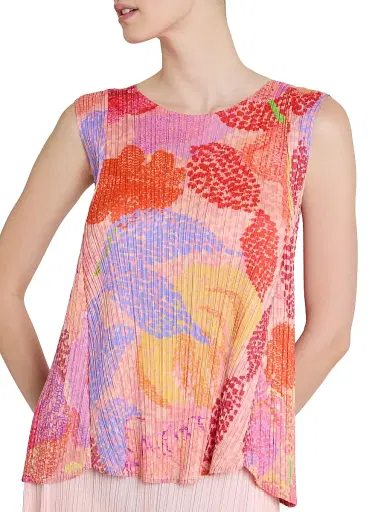 Pleats Please Issey Miyake Women's Foggy Forest Plissé Top - Pink - Size Large | Thumbnail 6