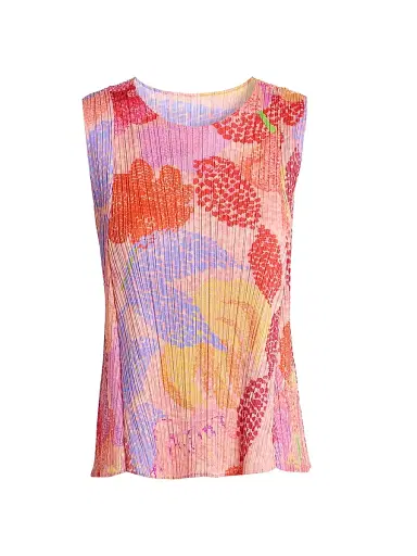 Pleats Please Issey Miyake Women's Foggy Forest Plissé Top - Pink - Size Large | Thumbnail 1