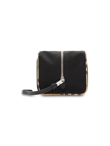 Burberry Men's Check-Trim Travel Pouch - Black | Thumbnail 2
