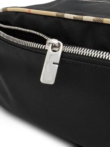 Burberry Men's Check-Trim Travel Pouch - Black | Thumbnail 4