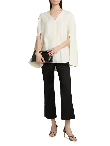 TOTEME Women's V-Neck Twill Blouse | Thumbnail 2 TOTEME Women's V-Neck Twill Blouse | Thumbnail 2