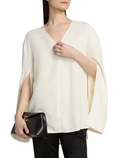 TOTEME Women's V-Neck Twill Blouse | Thumbnail 3 TOTEME Women's V-Neck Twill Blouse | Thumbnail 3