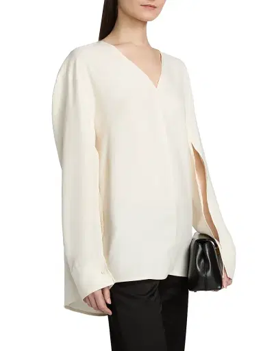 TOTEME Women's V-Neck Twill Blouse | Thumbnail 4 TOTEME Women's V-Neck Twill Blouse | Thumbnail 4
