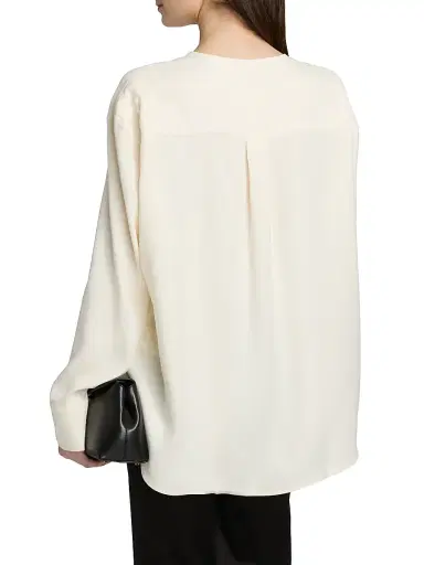 TOTEME Women's V-Neck Twill Blouse | Thumbnail 5 TOTEME Women's V-Neck Twill Blouse | Thumbnail 5