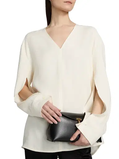 TOTEME Women's V-Neck Twill Blouse | Thumbnail 6 TOTEME Women's V-Neck Twill Blouse | Thumbnail 6