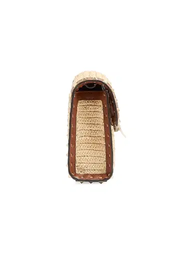 Valentino Garavani Women's Rockstud Small Shoulder Bag in Raffia - Natural | Thumbnail 5 Valentino Garavani Women's Rockstud Small Shoulder Bag in Raffia - Natural | Thumbnail 5