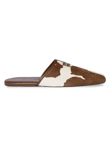 Miu Miu Women's Calf Hair Mule Flats - White | Thumbnail 1 Miu Miu Women's Calf Hair Mule Flats - White | Thumbnail 1