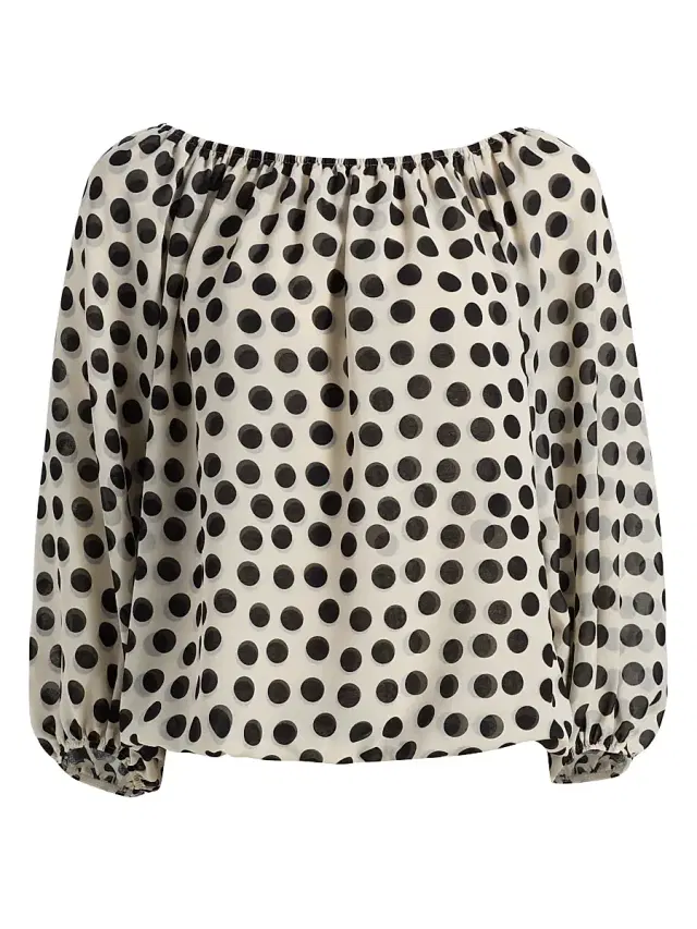 Chiara Boni La Petite Robe Women's Toru Polka Dot Georgette Blouse - Bette Big White