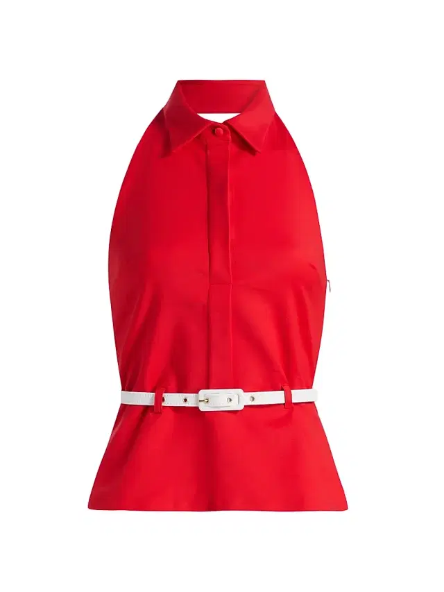Chiara Boni La Petite Robe Women's Marty Belted Halterneck Top - Lipstick Salt